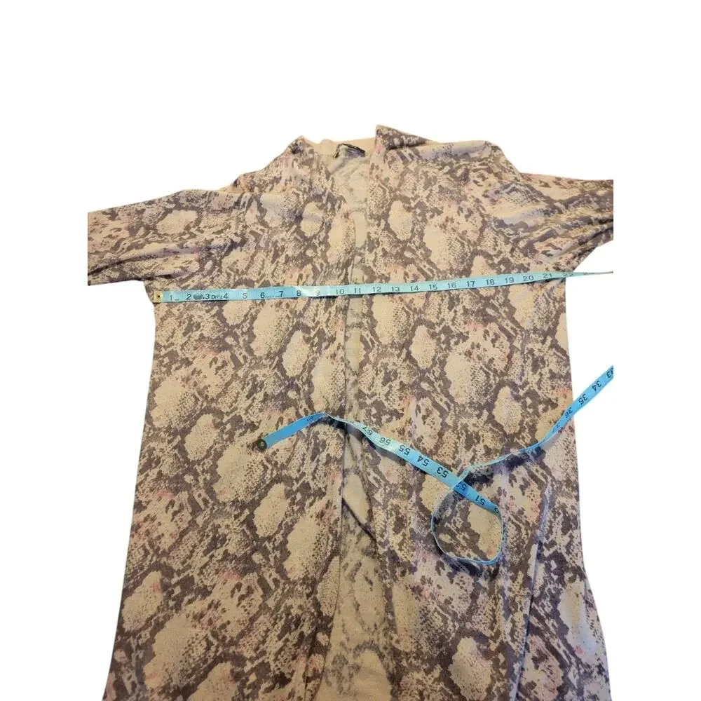 Olivaceous Tan Snakeskin Print Open Front‎ Cardigan Sweater Women's Size Medium